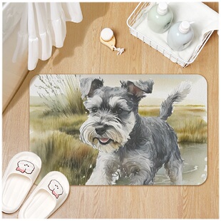 Schnarries Standard Schnauzer Bathroom Bedroom Mat Carpet Cartoon Soft Rubber Non-Slip Absorbent