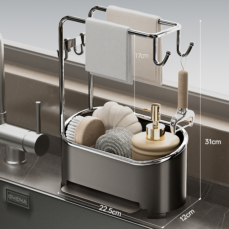 [Egg-straight drain] gun Gray + rag Rod + side hook-countertop 