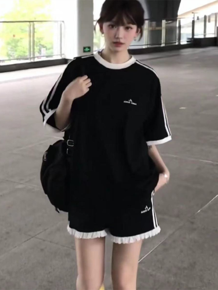 Black Top + Black Shorts