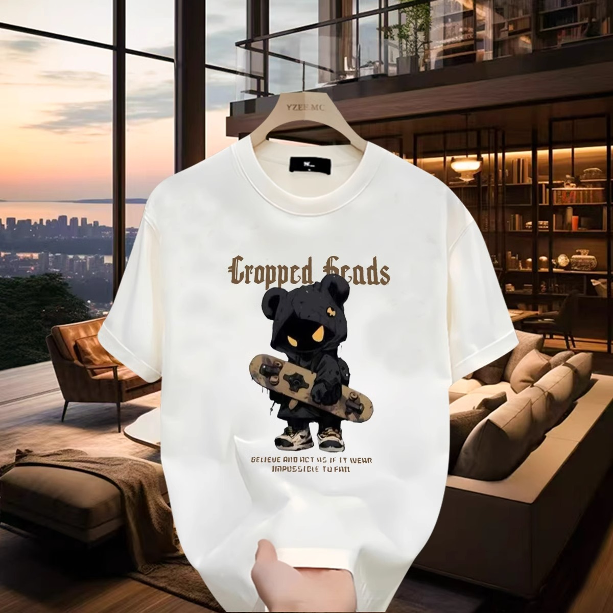 White-C-S Skateboard Bear-D376