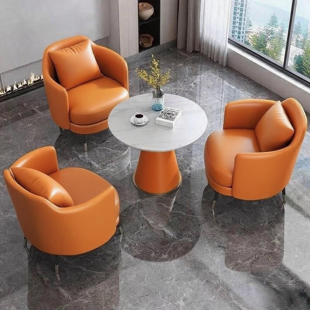 One Table and Three Chairs Orange [Five-Year Warranty] 1