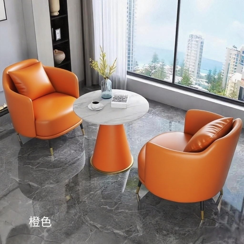 One Table and Two Chairs Orange [Five-Year Warranty] 1