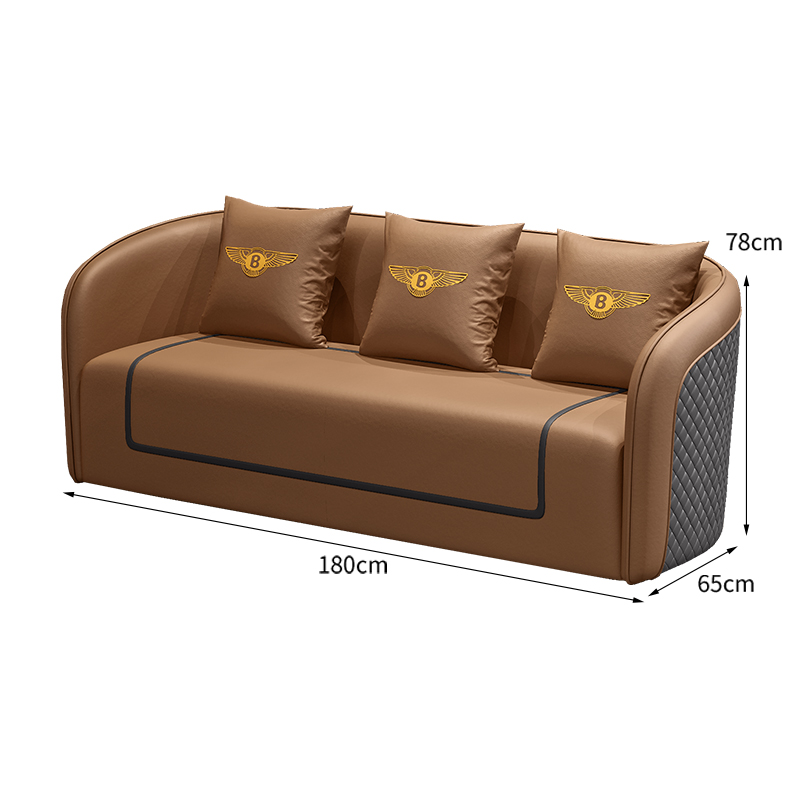 Three-Seater Coffee-Colored Sofa.