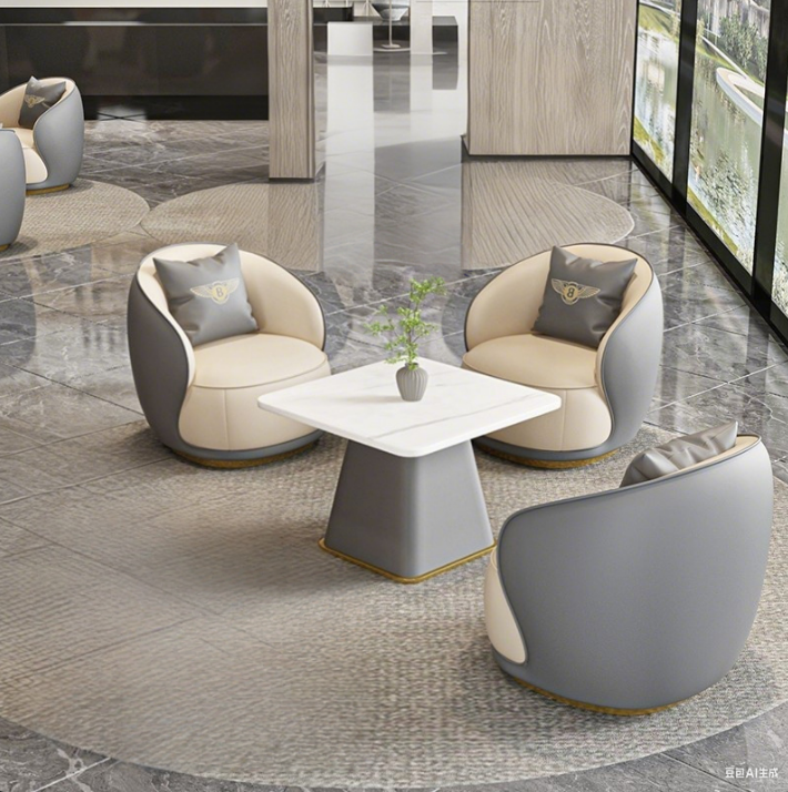 One Table and Three Chairs, Gray Color, Premium Cat-Scratch Resistant Leather, Damage Compensation Guaranteed