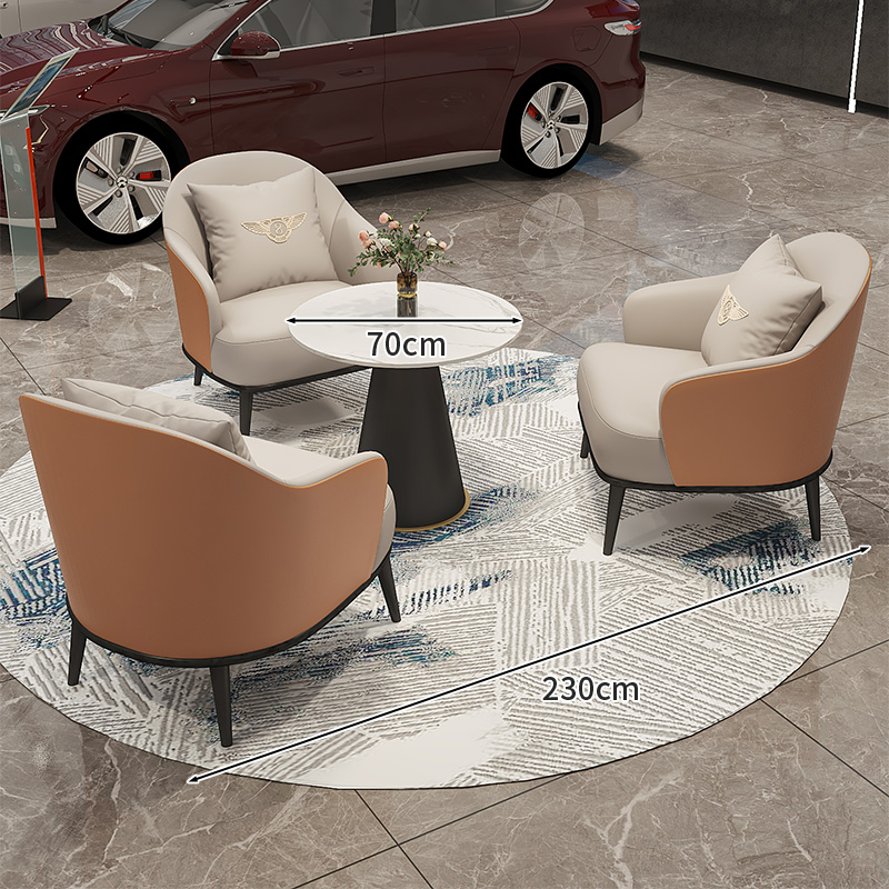 Three-Piece Set: Orange + Off-White / Cat-Scratch Leather / Includes Throw Pillow