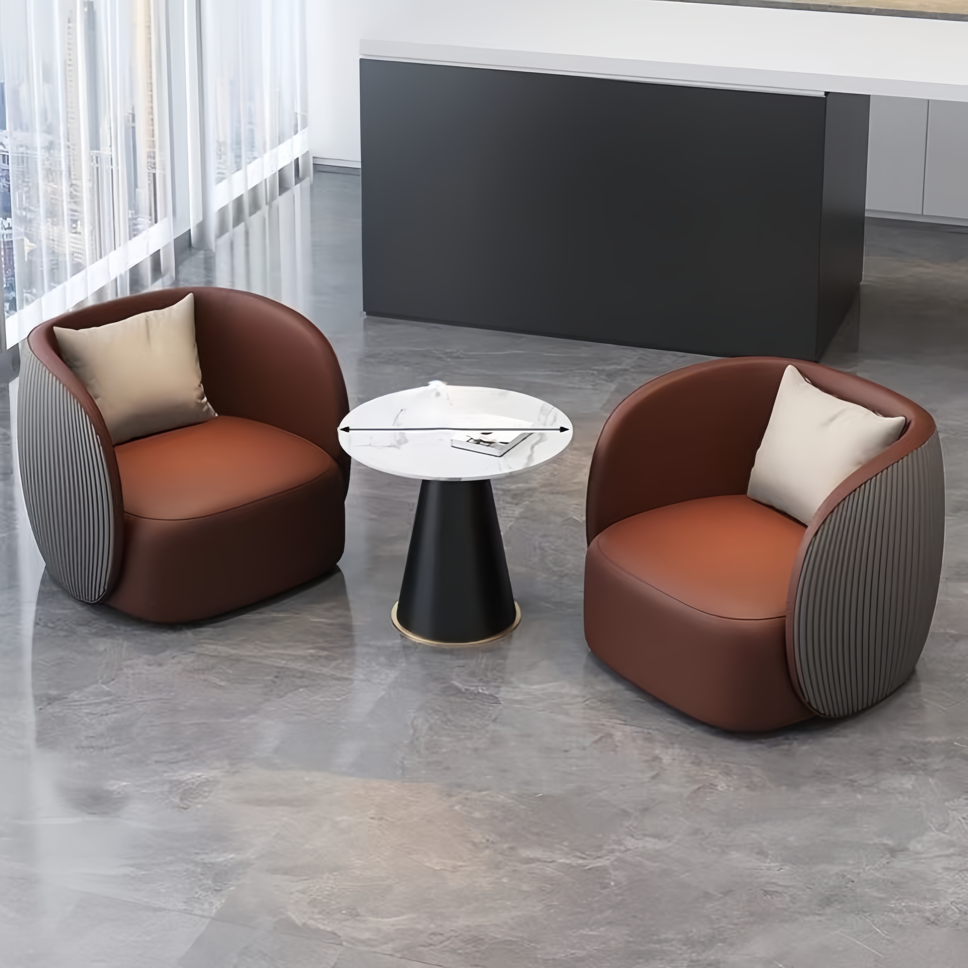 One Table and Two Chairs [Brown + Gray]