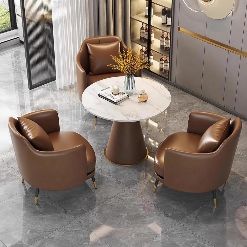 One Table and Three Chairs in Coffee Color [Five-Year Warranty]