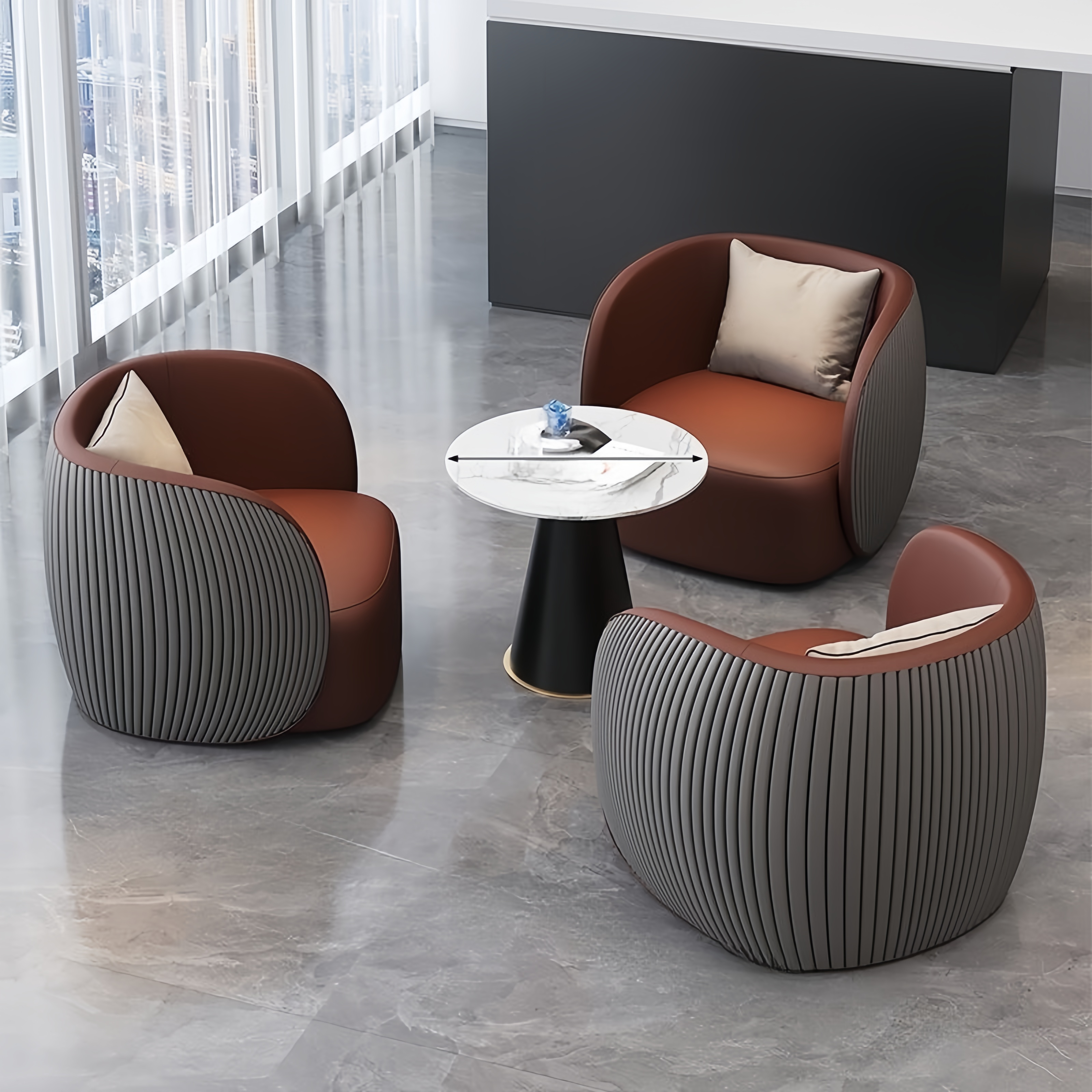 One Table and Three Chairs [Brown + Gray]