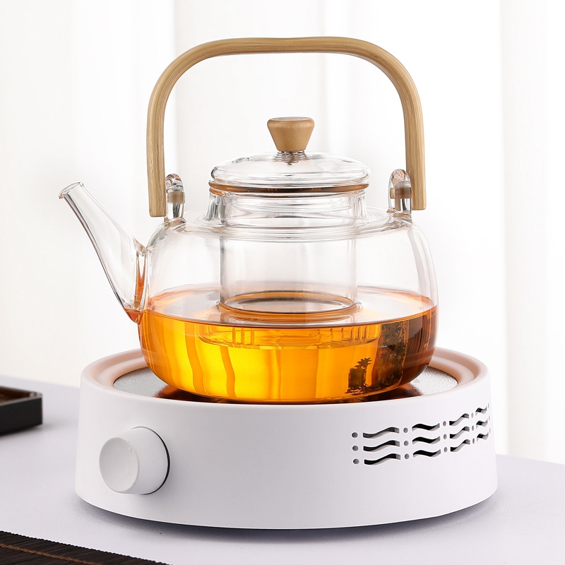 Bamboo Handle Teapot (Type a) with White Electric Ceramic Stove