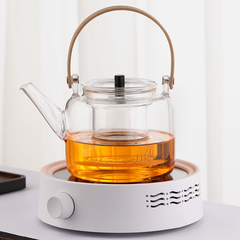 Bamboo Handle Teapot (Type B) with White Electric Ceramic Stove