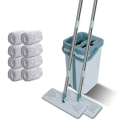 Nordic green bucket + 2 mops [8 pieces of cloth in total] ✦✦✦✦