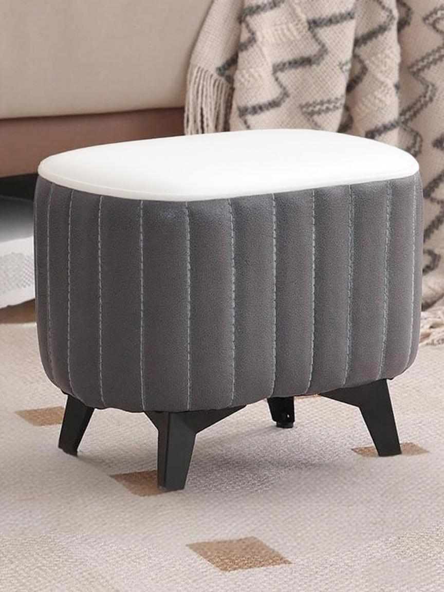 Oval Stool Gray and White