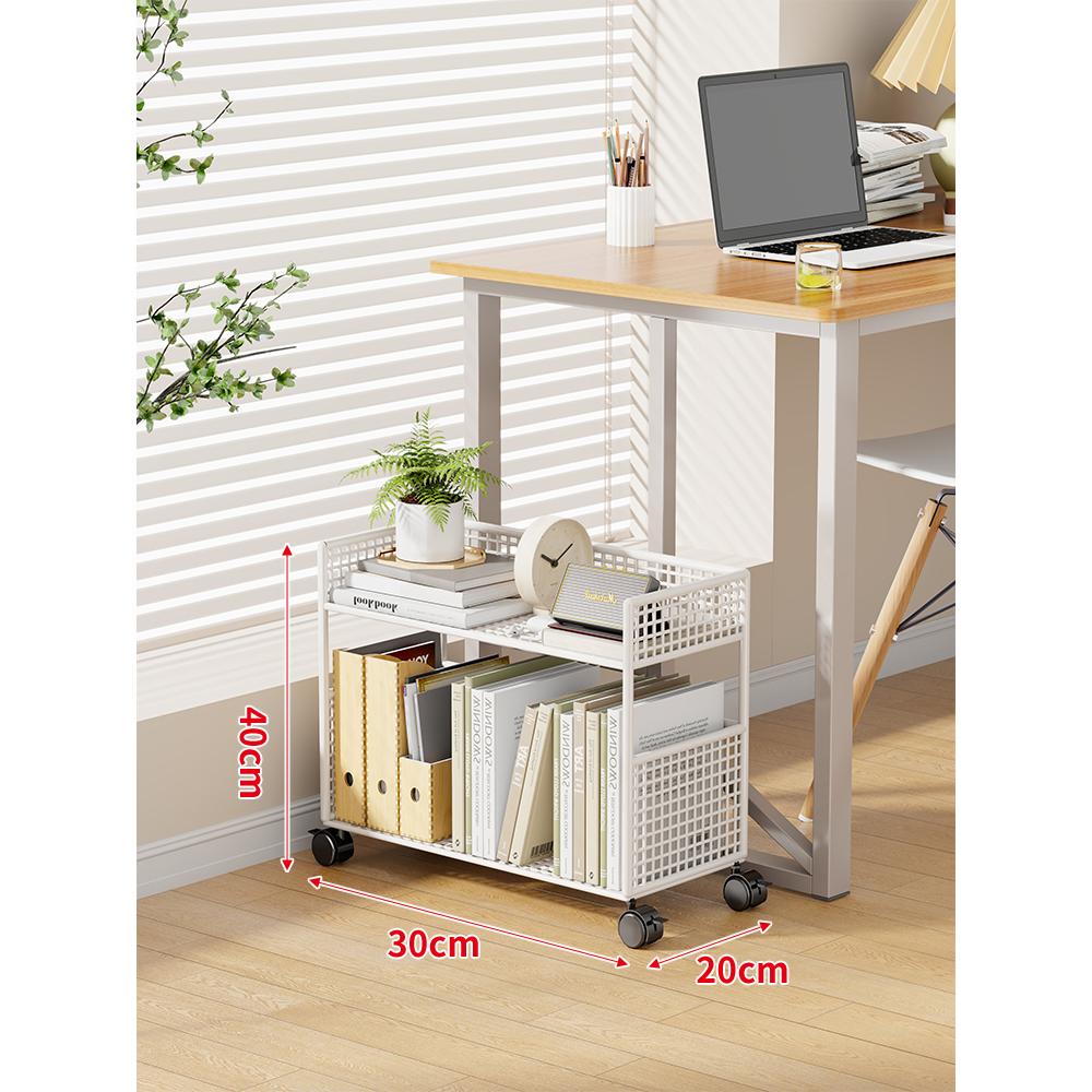 Shelf under the table Small bookshelf next to the desk Movable multi-layer floor-to-ceiling desk side cart Book storage bookcase