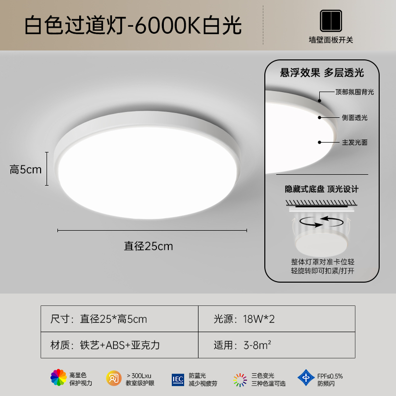 C- white-white light-aisle 25cm full spectrum Ra &ge; 97 high quality eye protection light source full spectrum Ra &ge; 97 high quality eye protection light source 