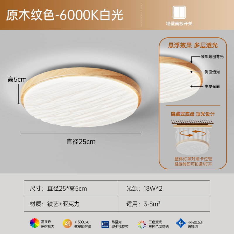 C-Log-White Light-Aisle 25cm Full Spectrum Ra≥97 High-Quality Eye Protection Light Source