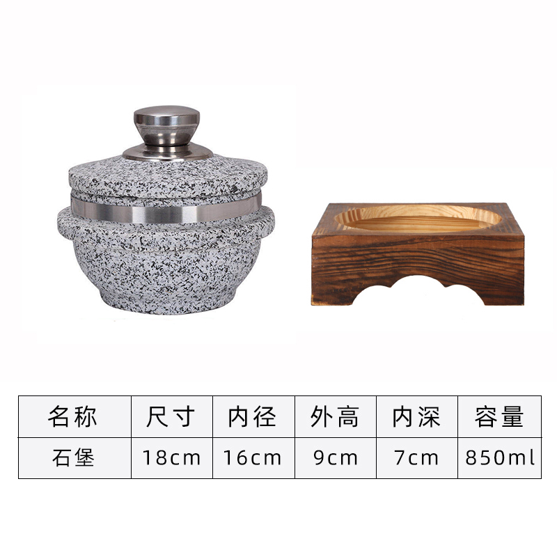 18 Stone Pot with Wooden Stand