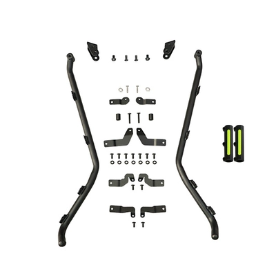 Motorcycle bumper: bumper, front and rear guardrails, spotlight - black-carbon-steel-spotlight-front-bumper-black-vinyl
