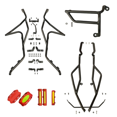 Motorcycle bumper – bars, and exhaust guardrails - black-carbon-steel-front-bumper-rear-bumper-exhaust-bumper-red-adhesive