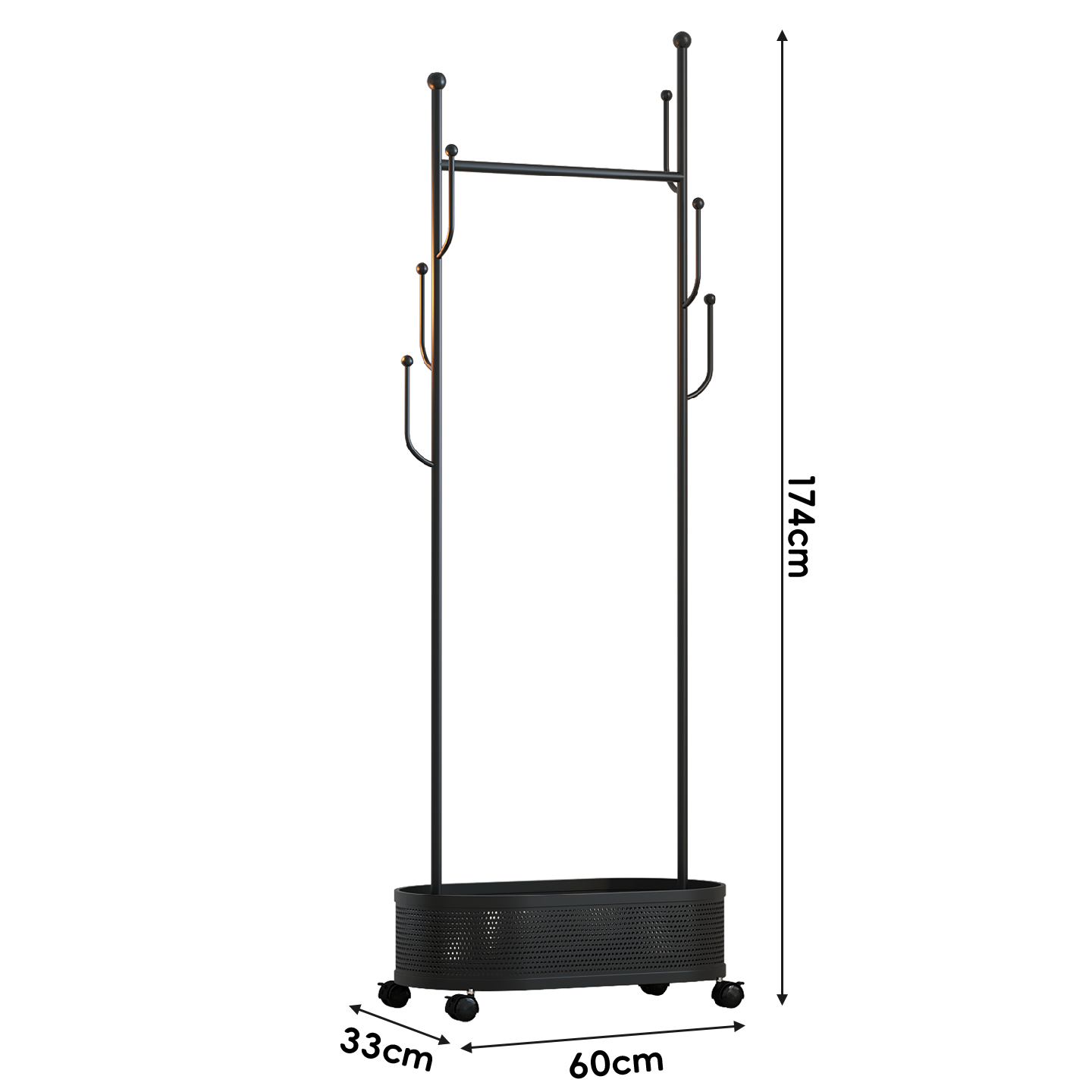 Storage Coat Rack 60cm (Elegant Black)