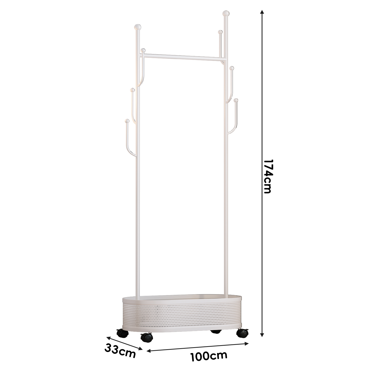 Storage Coat Rack 100cm (Cream White)