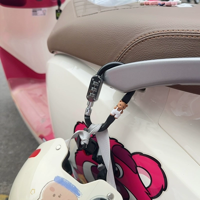 scooter rear seat helmet: Helmet lock - aluminum-alloy-materialblack-d-model-with-brown-strap-bear
