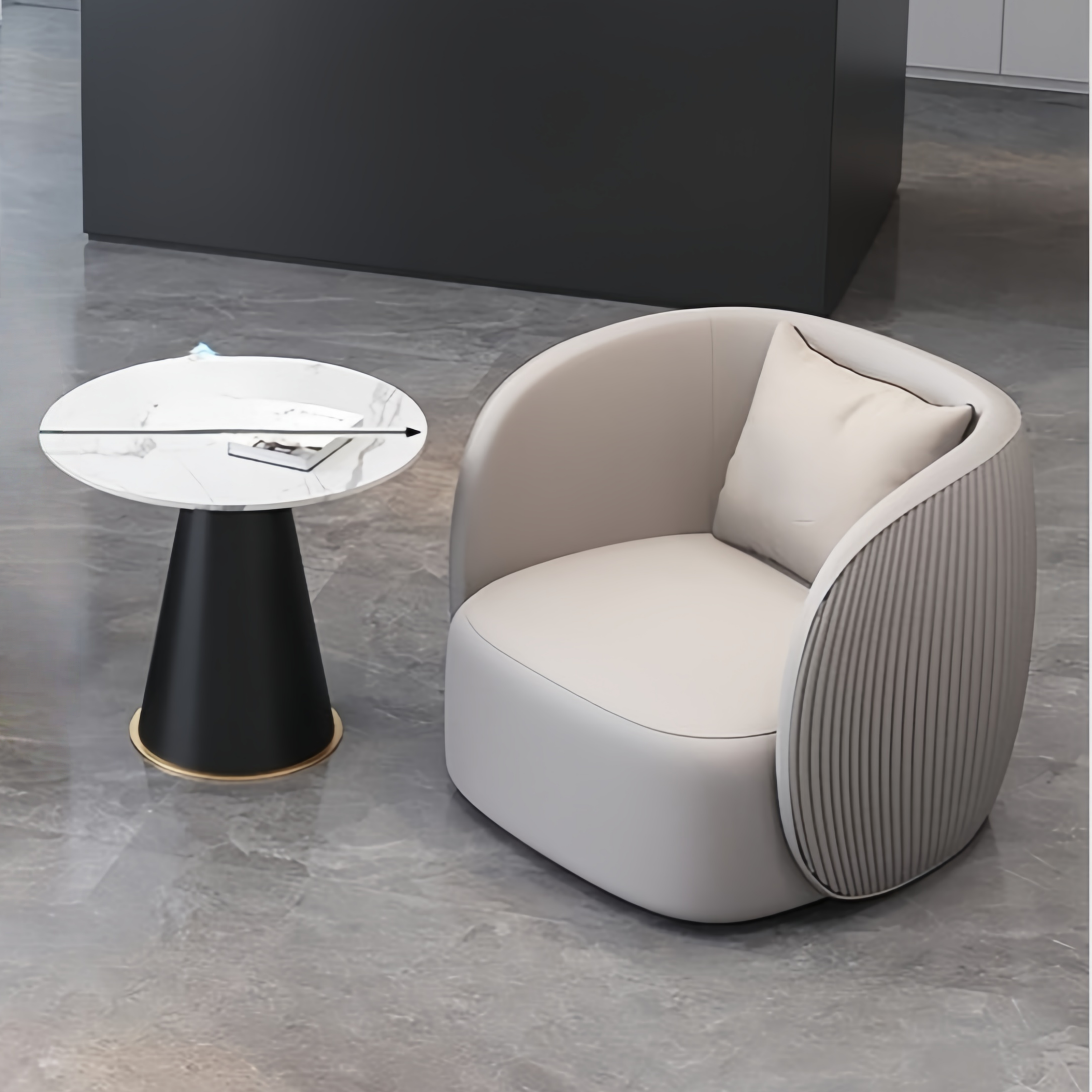 One Table and One Chair [Grey + Beige]