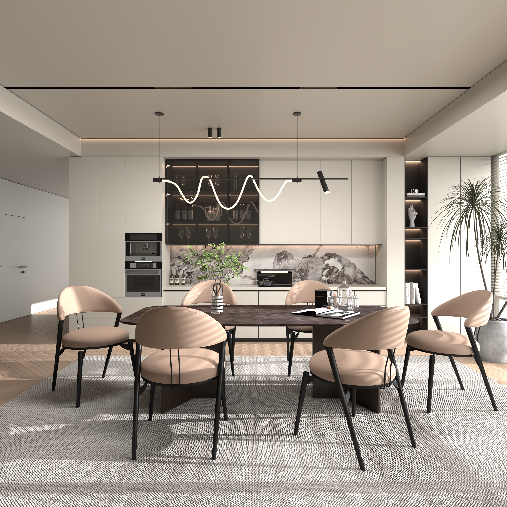 Super Crystal - Rectangular Table + 6 Light Brown Chairs Tube Wall Thickness 1.2★★