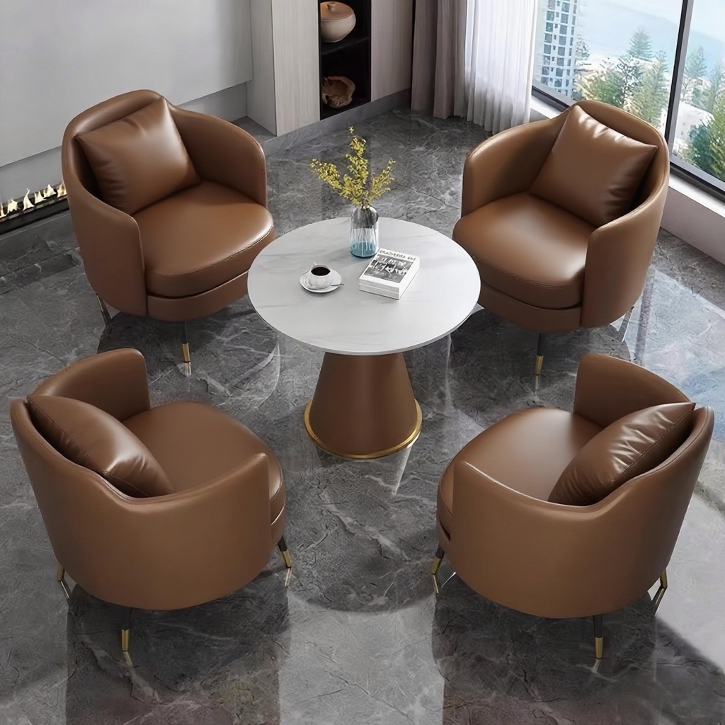 One Table and Four Chairs Brown [Five-Year Warranty] 1