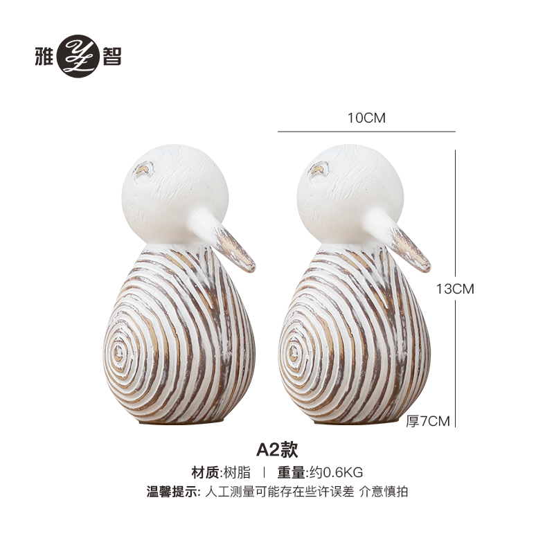 Head-Down Bird (White) 2-Piece Set