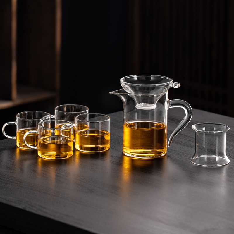 Transparent Handle Fair Cup + Tea Drain + 4 Cups