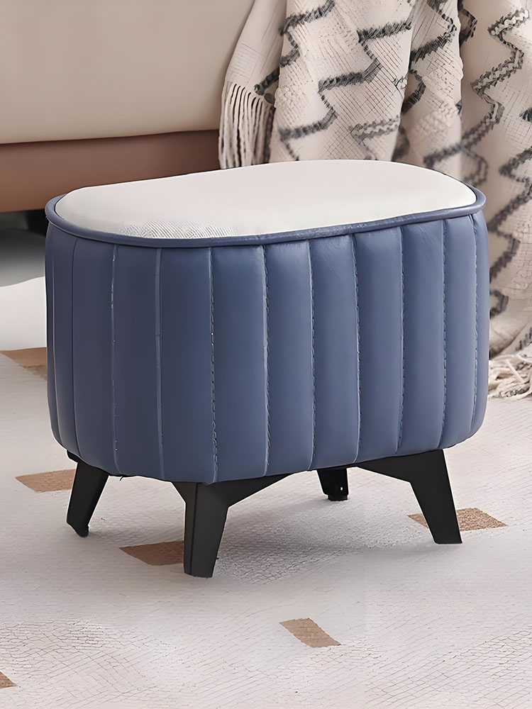 Oval Stool Blue and White