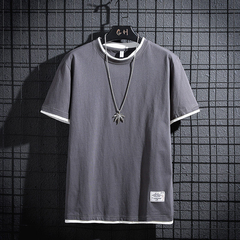 Fake Two-Piece Solid Color Nj-Dark Gray