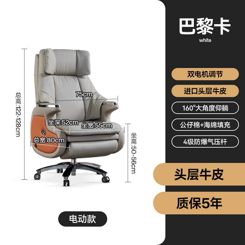 7173 Paris Card First Layer Cowhide[Dual-Motor Electric Recliner with 4-Level Explosion-Proof Gas Lift]