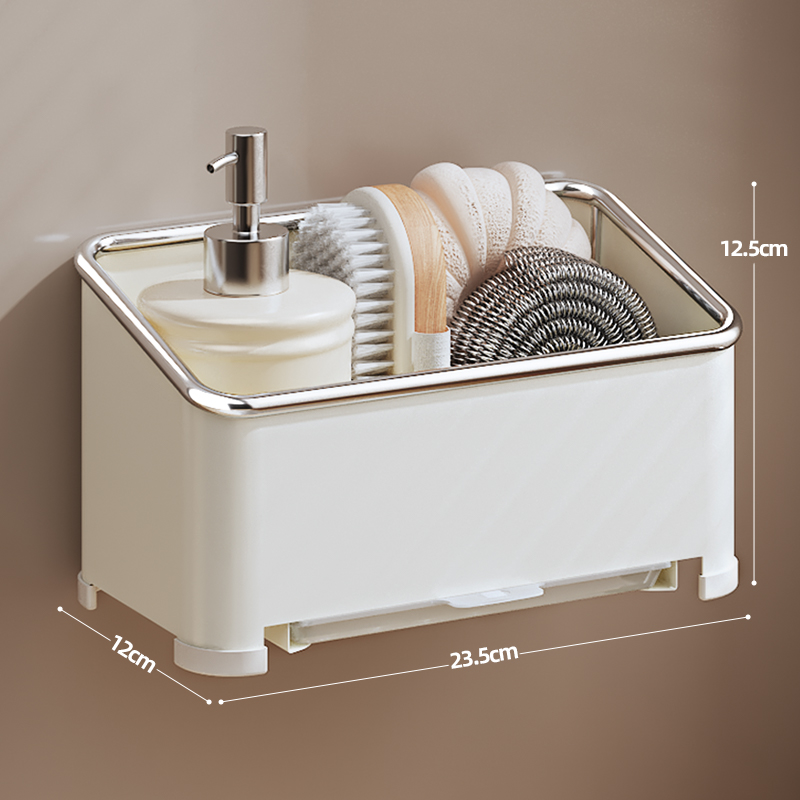 【Square Wall-Mounted - Drain Tray】Cream White