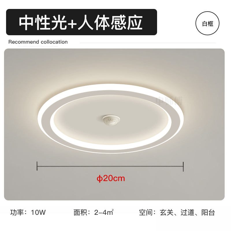 Round Style-Φ20Cm-Neutral Light (Natural Light)-White Frame