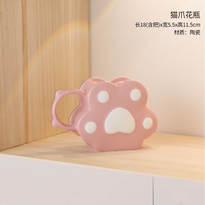 Dark Pink Handle Cat Claw Small Vase