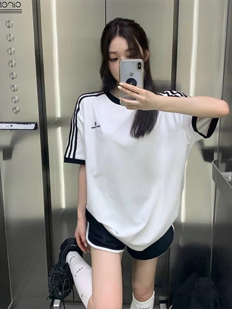 White Top + Black Shorts