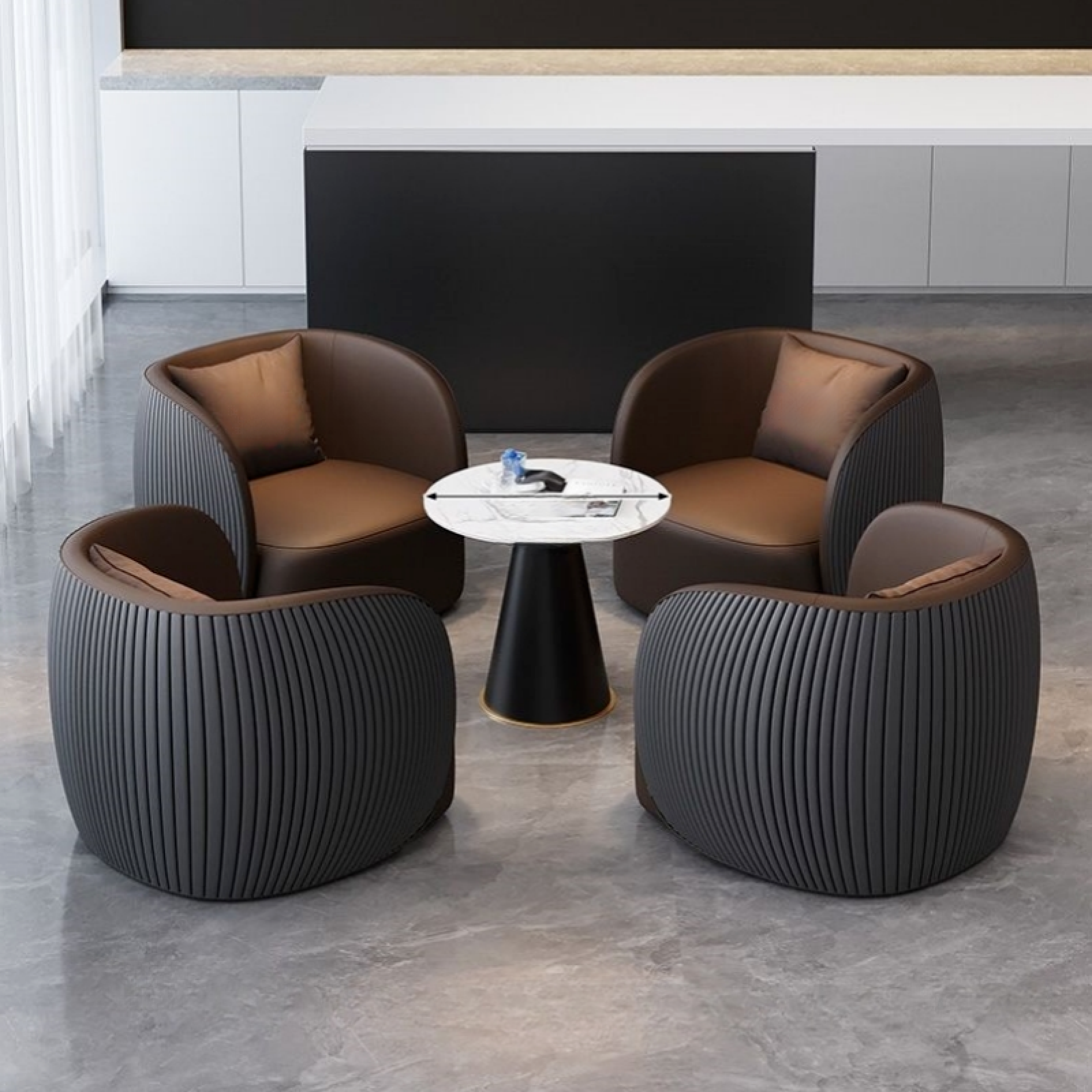 One Table and Four Chairs [Brown + Black]