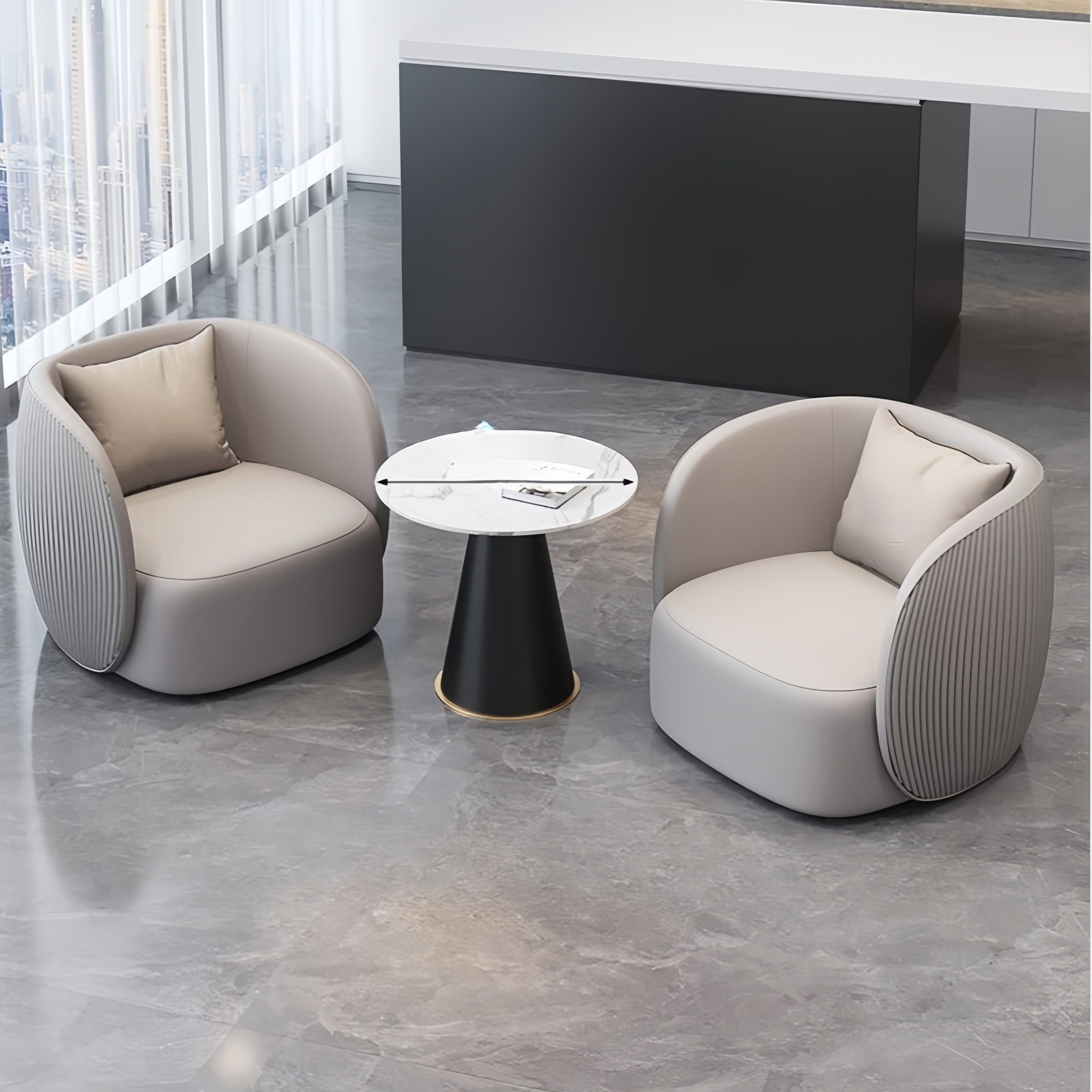 One Table and Two Chairs [Grey + Beige]