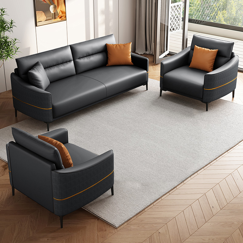 Single Seat + Single Seat + Three-Person Dark Gray Combination[Thickened and Wear-Resistant Western Leather]