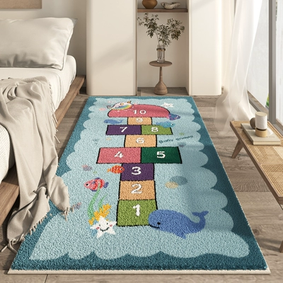 Anti-fall Thickened Bedroom Bedside Carpet, Car Carpet - ocean-carnival-dot-plastic-bottom-sherpa-40120cm-environmentally-friendly-and-odor-free