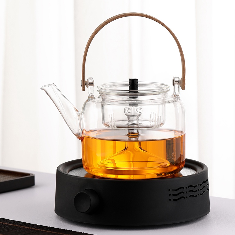Bamboo Handle Steaming Teapot (Type B) with Black Electric Ceramic Stove
