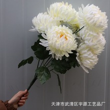 清明节仿真花花束扫墓上坟祭祀用品祭祖用的7叉金丝包心菊花假花