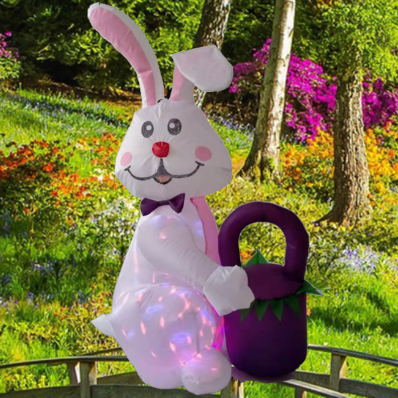 Conejo de Pascua modelo inflable 1,1 m inflable lindo conejo giratorio luces de colores decoración del patio transfronterizo Amazon