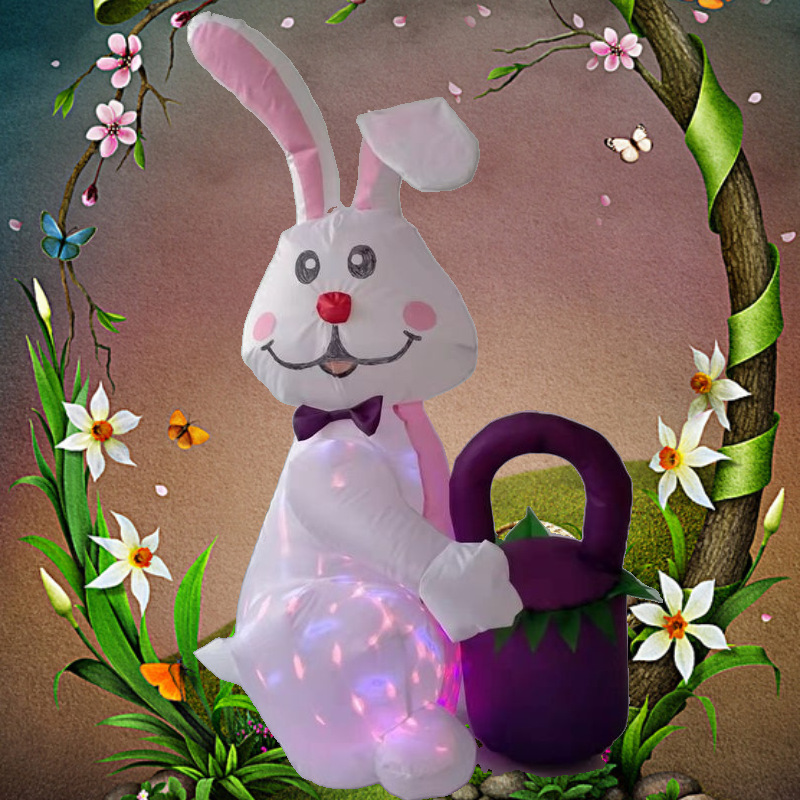 Conejo de Pascua modelo inflable 1,1 m inflable lindo conejo giratorio luces de colores decoración del patio transfronterizo Amazon