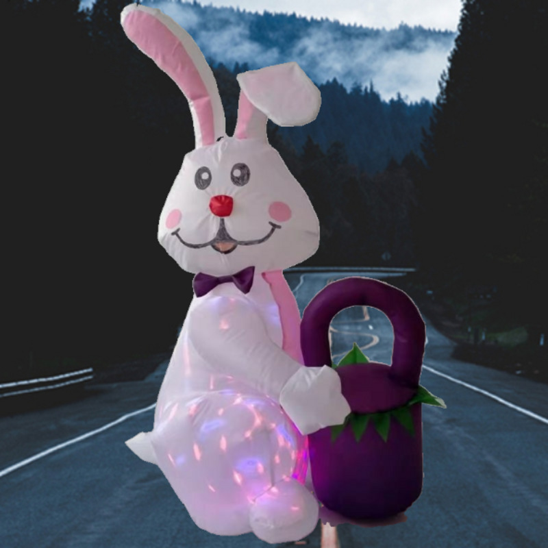 Conejo de Pascua modelo inflable 1,1 m inflable lindo conejo giratorio luces de colores decoración del patio transfronterizo Amazon