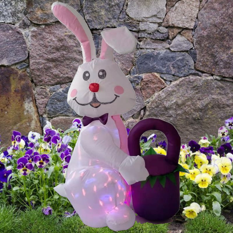 Conejo de Pascua modelo inflable 1,1 m inflable lindo conejo giratorio luces de colores decoración del patio transfronterizo Amazon
