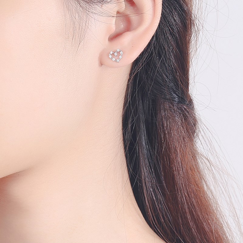 1g Weight 925 Sterling Silver Ear Needle Material Ear Studs Classification 1 Pair Quantity 1 Pair 925 Sterling Silver 925 Sterling Silver Earrings Heart Shape Ear Studs