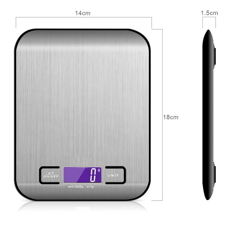 USB Rechargeable Stainless Steel Electronic Scale Wholesale Kitchen Electronic Scale 5kg Household Food Scale Baking Gram Scale Kitchen Scale