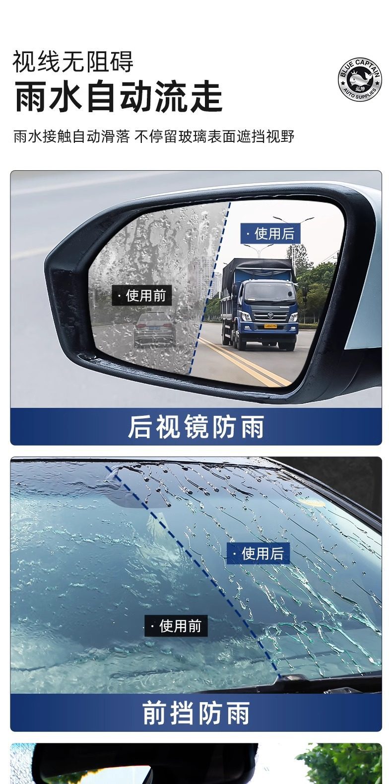 Lanshuai Car Rearview Mirror Anti-Rain and Anti-Fog Agent, Anti-Glare Mirror Magic Tool for Side Window and Car Window Glass
